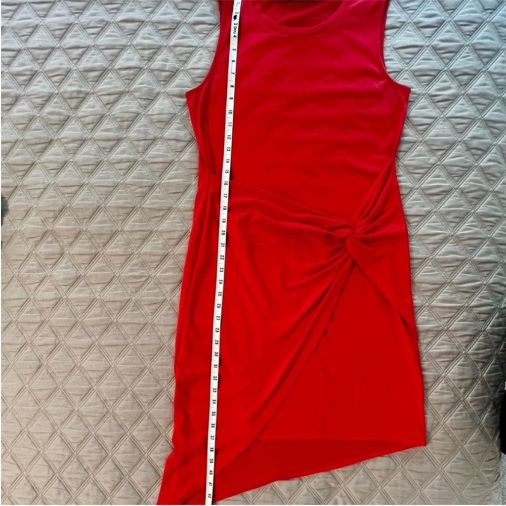 Nordstrom Red Faux Wrap Cotton Dress - Size Medium - Picture 5 of 6